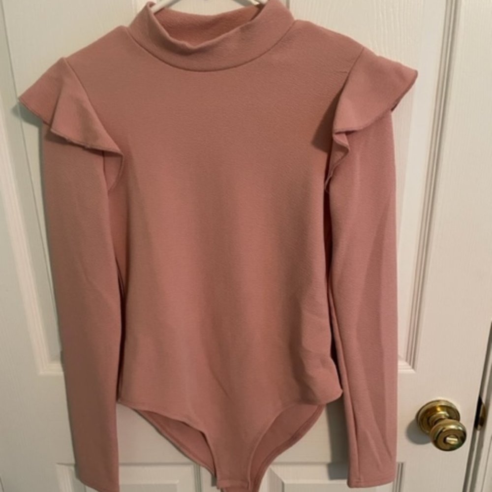 Pink Mock Turtle Neck Bodysuit